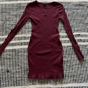 Wild fable size small burgundy long sleeve butterfly embroidered dress